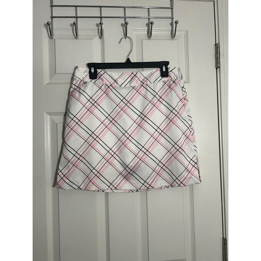 IZOD PerformX Women's Pink & Black Diagonal Plaid Golf Skort Size 6